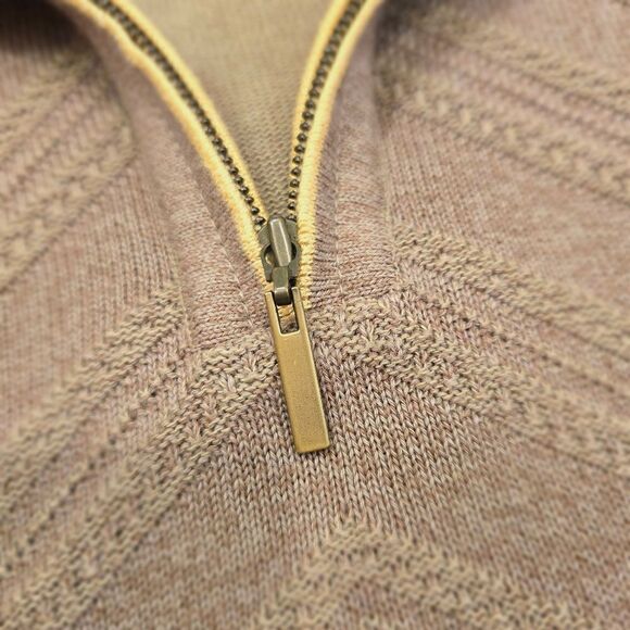 ST. CROIX SHOP Mens Tan Textured Collared Polo Sweater Size Large Pullover - Picture 6 of 8